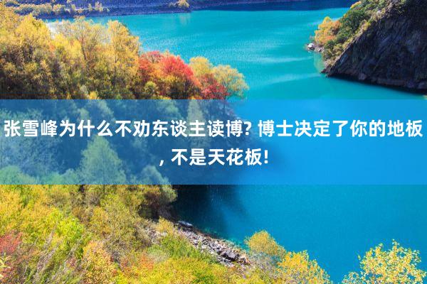 张雪峰为什么不劝东谈主读博? 博士决定了你的地板, 不是天花板!