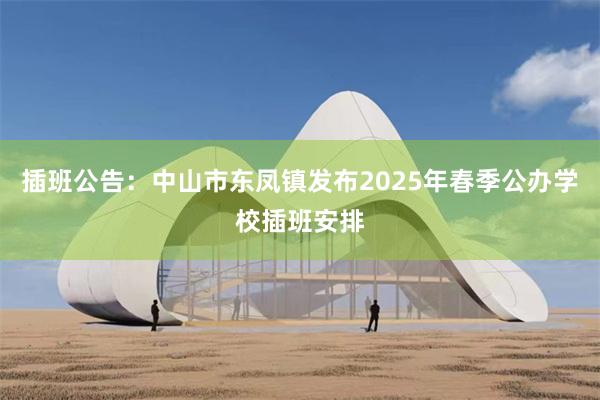 插班公告：中山市东凤镇发布2025年春季公办学校插班安排