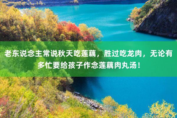 老东说念主常说秋天吃莲藕，胜过吃龙肉，无论有多忙要给孩子作念莲藕肉丸汤！