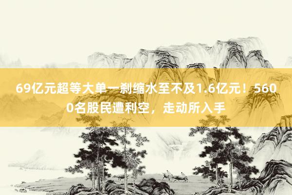 69亿元超等大单一刹缩水至不及1.6亿元！5600名股民遭利空，走动所入手